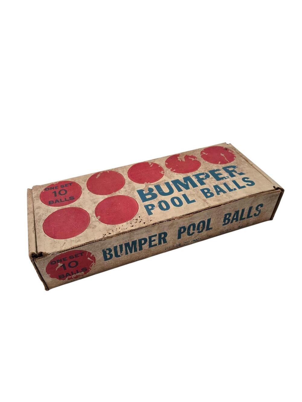 Vintage Bumper Pool Balls Set of 10 Red and White with Original Box, VGC